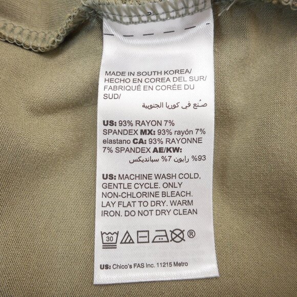 Chico's size 3 The Ultimate Tee Women's XL Sage Green Crop Sleeve Top V-neck - Picture 7 of 7